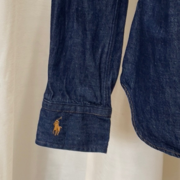 Polo Ralph Lauren Blue Denim Embroidered Logo Button Down Long Sleeve Shirt M - Picture 5 of 12